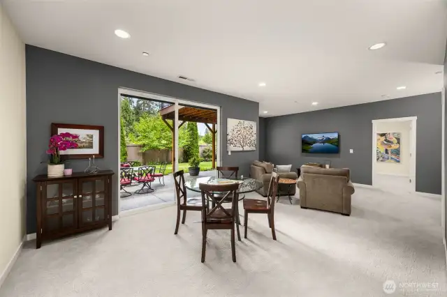 Plenty of private space on the lower level; complete with a bath, bedroom, and ample entertaining space