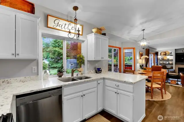 Countertop Seating & Double Stainless Sink