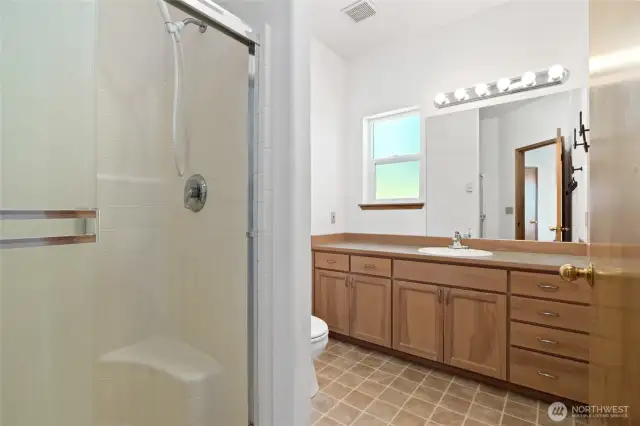 Main floor 3/4 bath is very spacious & bright