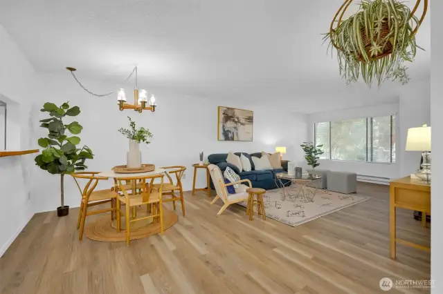 Open-concept floorplan with natural light.