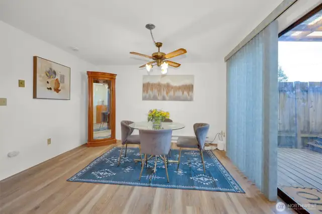 Ideal for hosting with room for a full-size table and great flow.