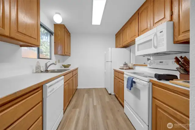 Well-organized kitchen layout with excellent prep space and flow.