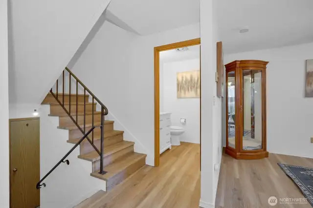 Stairs going up the 2nd floor and 3rd floor.