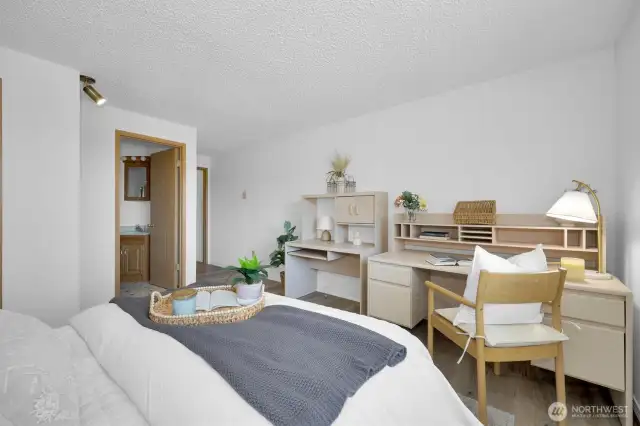 All three bedrooms are conveniently positioned near the 3/4 hall bathroom.