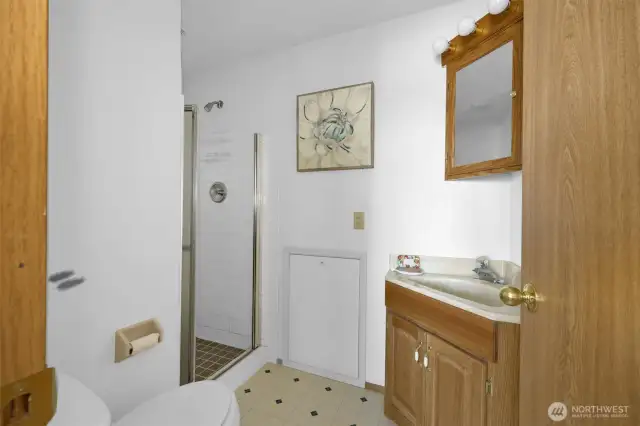 Versatile 3/4 bath with step-in shower.