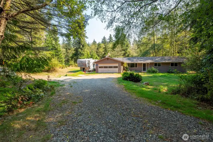 View of home from driveway off of main road.