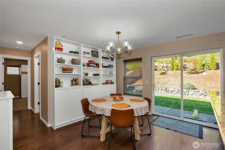 Dining Area with built-in cabinetry
