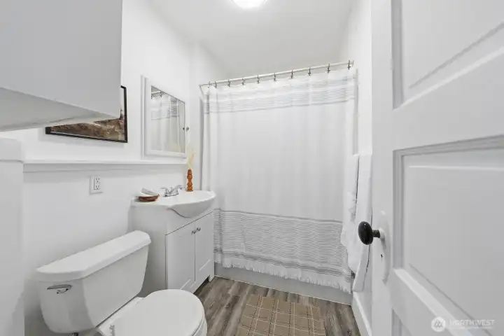 Updated bathroom with modern fixtures, stylish finishes, and a fresh, inviting feel.