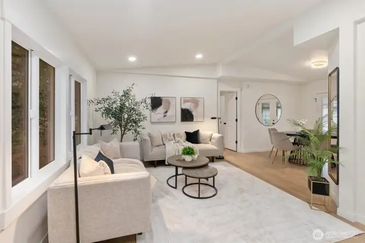 Vaulted ceilings for an open space that glows from morning to night.