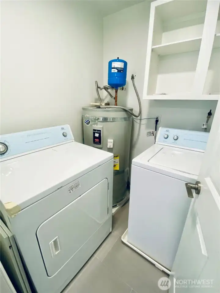 Brand new water heater located in the utility room.
