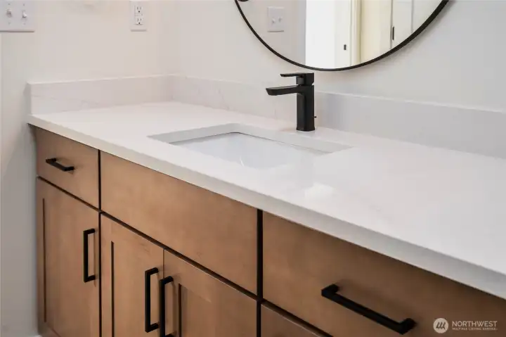 Guest Bathroom. Pics are of a different 1785 plan. Features and colors may differ.