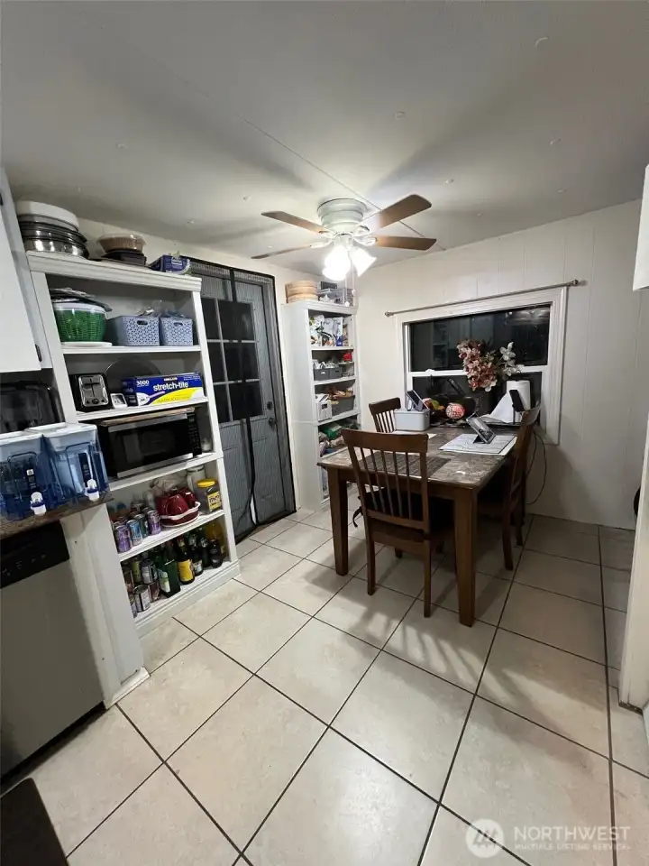 Plenty of storage.  Door leads outside to the side deck.