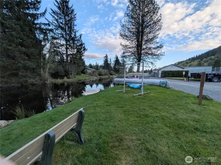Kayaks and water for use.
