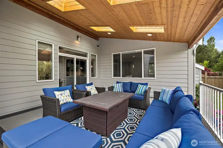 Newly added outdoor living space with skylights to bring the entertainment outside