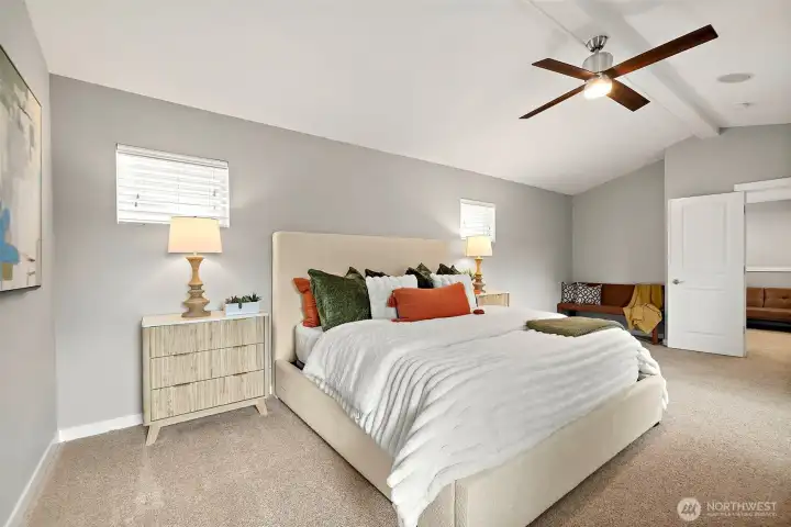 Primary Suite with french doors and huge space for a sitting area  too