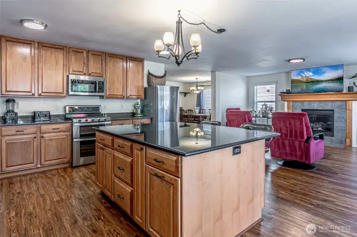 Kitchen over looking Living Room