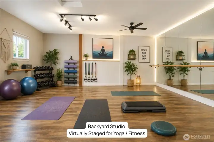 Backyard Studio Virtually Staged for Yoga / Fitness