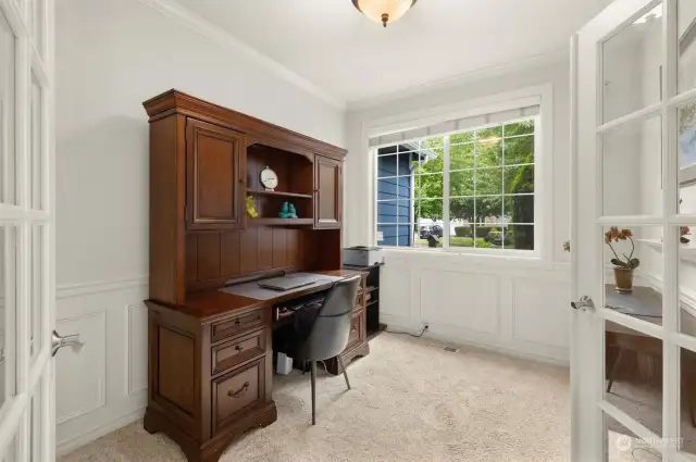Main floor office with French doors