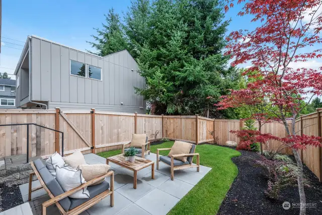 Private, fenced Backyard and Patio accessed off the lower-level Family Room.