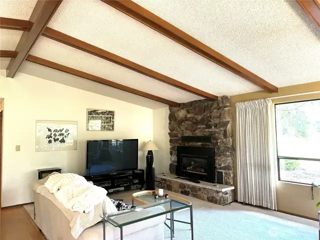 The fireplace is a mid century modern piece.