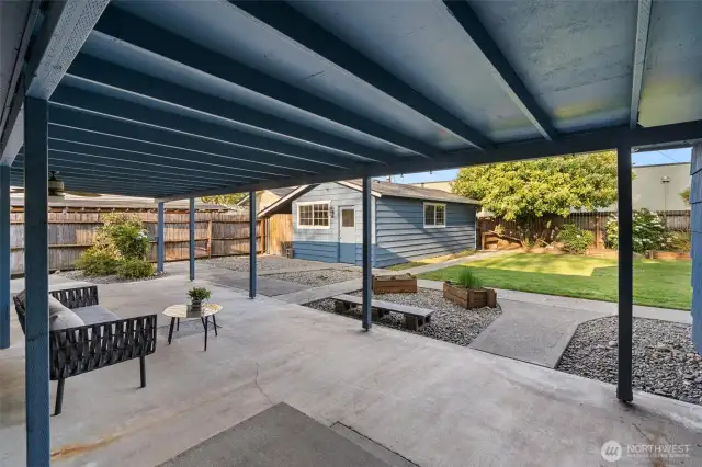 Spacious covered patio for outdoor entertaining year round.