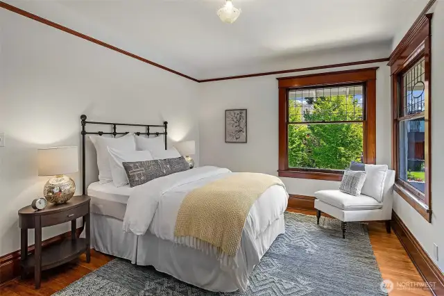 Each bedroom has 2 corner windows - this bedroom sits in the SE corner of the house.