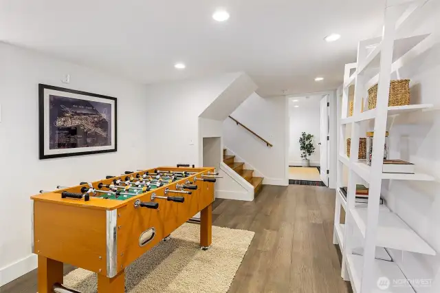 Plenty of space for foosball, ping pong or maybe a vintage pinball game.