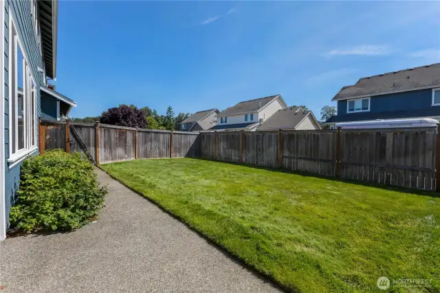 Fenced and landscaped backyard complete with compost garden.