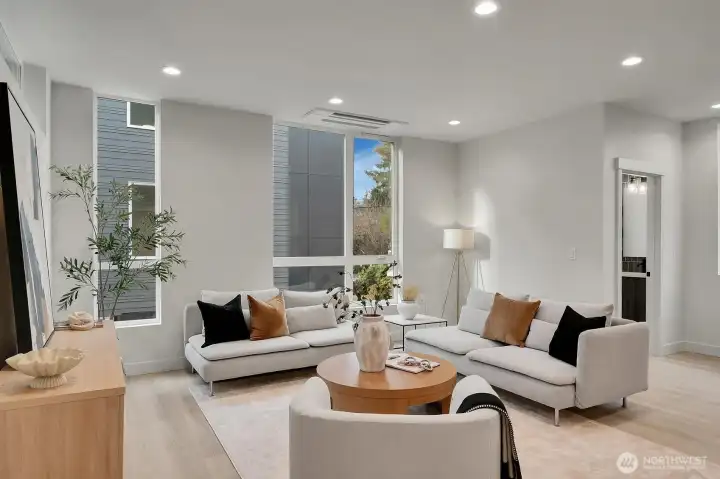 Light filled living area with abundant floor space