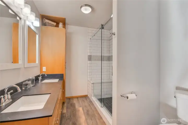 Newly remodeled main floor bathroom.