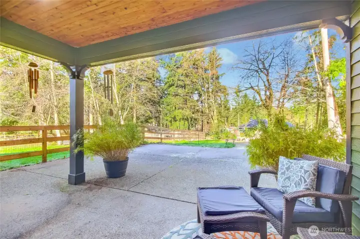 Covered back patio perfect for year round enjoyment.