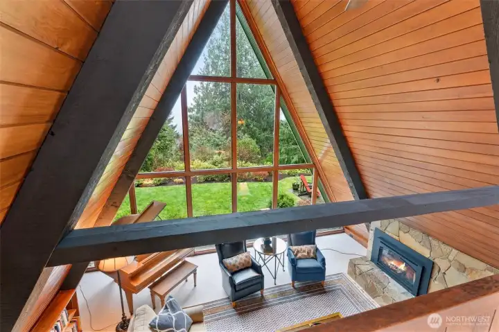 Looking into the living area from the loft.