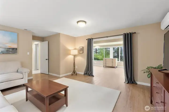 From the bonus room, looking toward the sunroom/art studio.