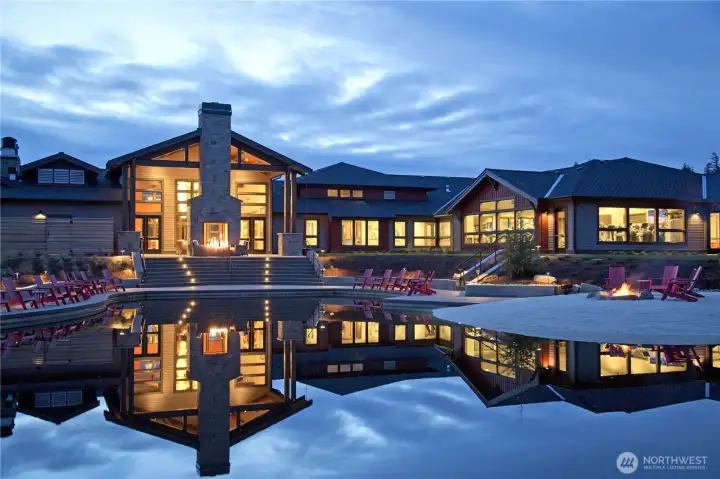 Seven Summits Lodge, a private clubhouse w/ health & fitness classes, an indoor swimming pool, golf simulator, wine club, private kitchen and banquet rooms, central "living room" area where residents socialize, billiards and other board games, The Mantel private dining and more. Outdoor fireplace, beaches and reservable fire-pit area are just a few extra perks.