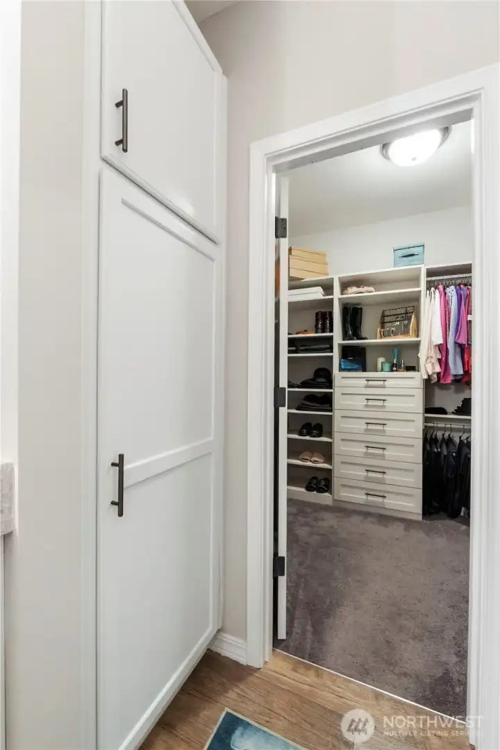 When the owner installed shelving (as in this linen closet), she made sure that many of them are pull-out shelves, and/or adjustable shelves. You'll love the convenience and storage capacity of the closets and shelves in this entire home!