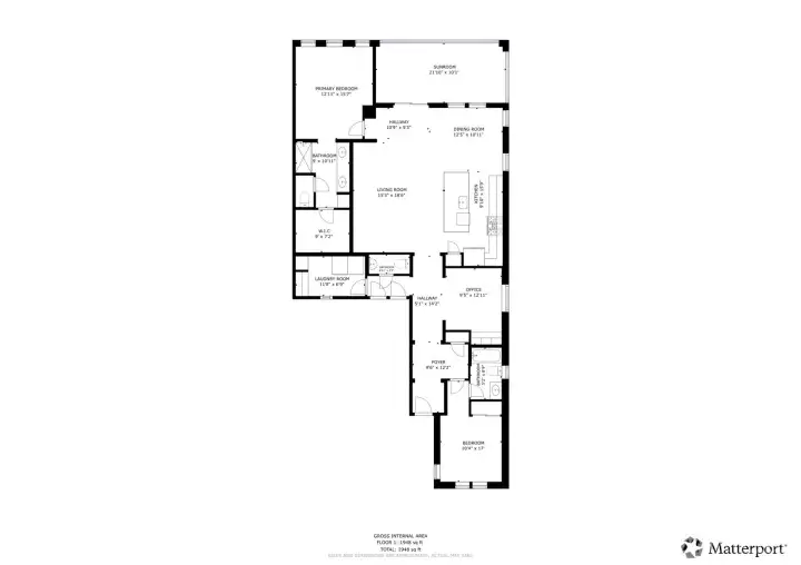Matterport floorplan (shows 1948 SF but that is a modest overcalculation). Builder and County show 1,693 SF. Need 3rd BR? Totally possible for under $4K.
