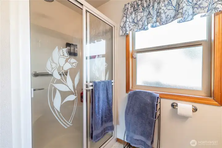 Primary bathroom with walk-in shower