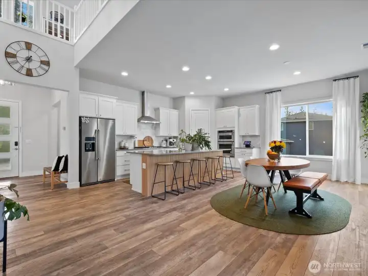 The main level is filled with light and open-concept living.