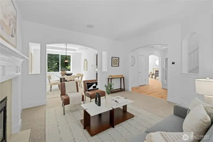 Freshly painted walls, new carpets, and refinished hardwood floors grace the entire home.