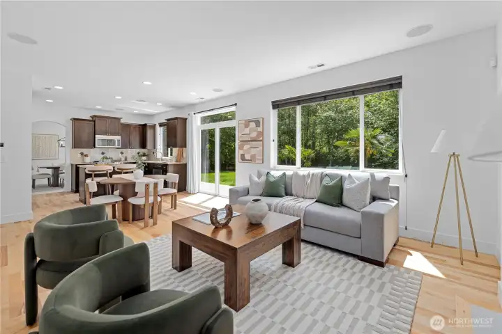 Built-in whole-house speakers let music move with you through the home, from everyday gatherings in the kitchen and family room to movie nights, bonus-room fun, garage projects, and evenings outside on the patio. With ceiling speakers here, additional speakers in the bonus room and garage, and exterior patio speakers, the home is ready to carry the soundtrack from inside to out. Energy Star windows with Low-E glass, and programmable thermostat help keep your home energy efficient.
