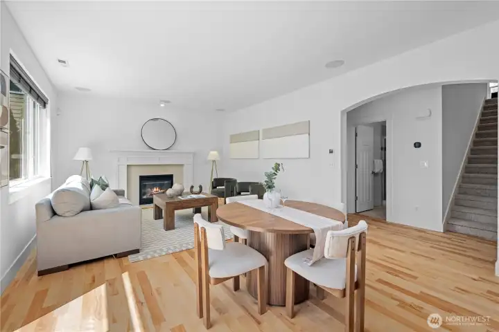 From the family room and informal dining area, the main-floor bedroom and nearby bathroom are easy to reach for guests and older family members, while the staircase makes the upstairs rooms feel naturally connected. Whether coming down to the kitchen in the morning or heading up to bed at night, the layout keeps daily life moving comfortably through the heart of the home.