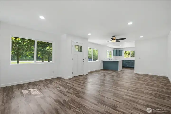 View from living room to the kitchen