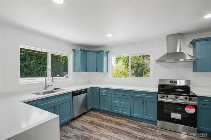 All new quartz counters, cabinets, sink and SS appliances