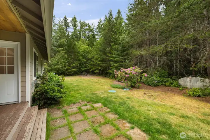 Back yard, back door from dining room, back deck