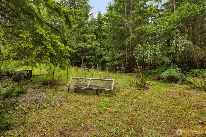 Back of property for garden, shop, shed, farm animals or toys.