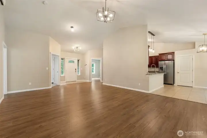 Living room with high ceiling