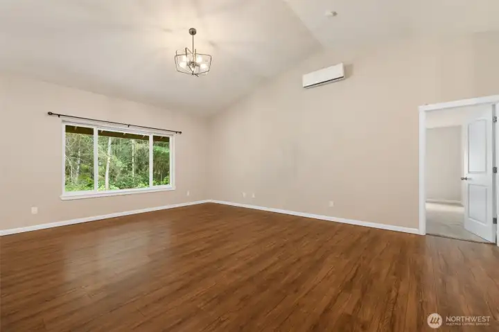 Living room with high ceiling