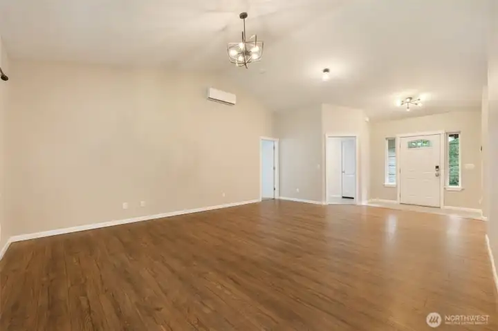Living room with high ceiling