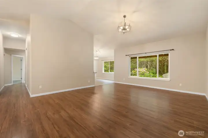 Living room with high ceiling