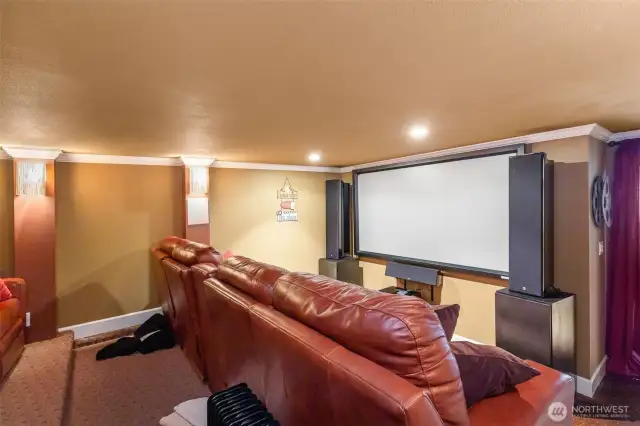 Tiered home theater for the ultimate at home viewing experience.